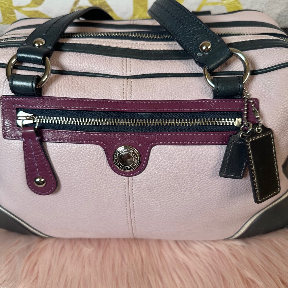 Coach Pink and Navy Satchel with Structured Design - Picture 6 of 17